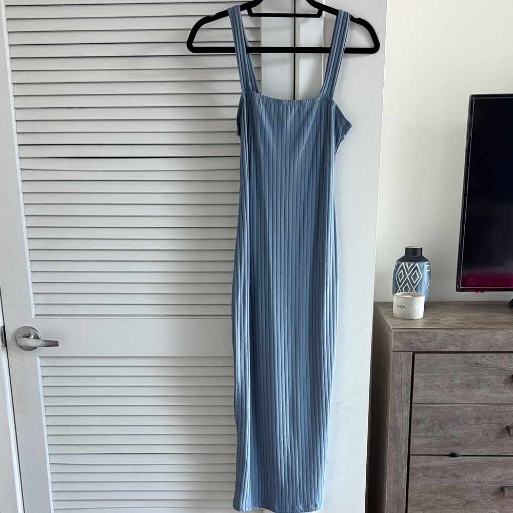 Elegant Blue Striped Dress